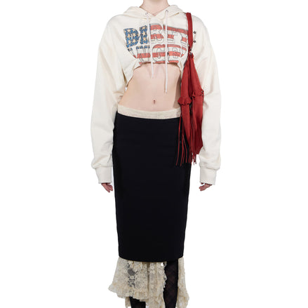 SCULPTOR - Glitter Flag Crop Hoodie (Raw)
