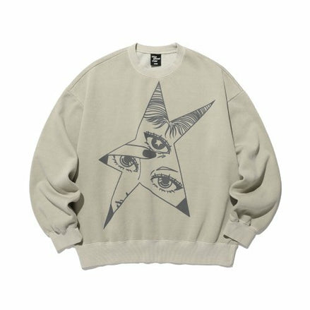 niceghostclub - Star eyes pigment sweatshirt (beige)