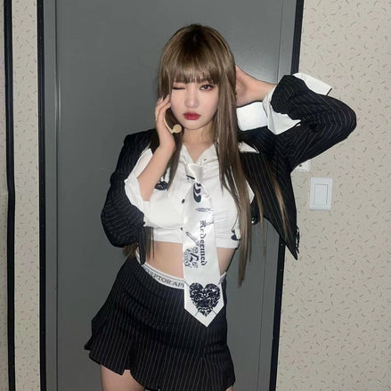 [NIGNING同款] Peekaboo Lowrise Skort Black Pin Stripe [NIGNING同款]