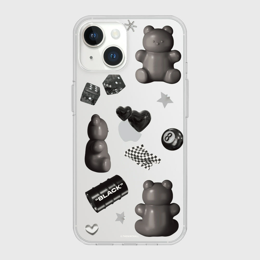 THE NINE MALL - black objet sticker 透明軟殼
