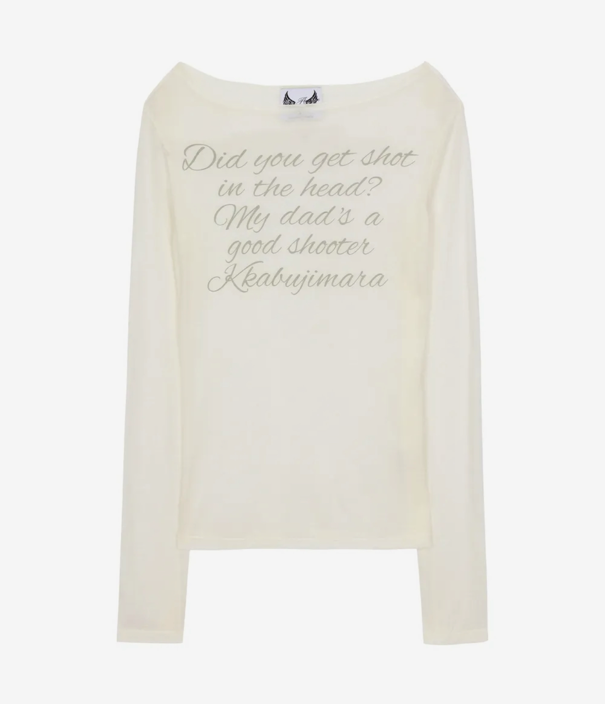 [jennie同款] lettering sheer long sleeve (white)
