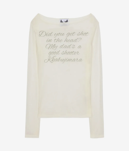 [jennie同款] lettering sheer long sleeve (white)