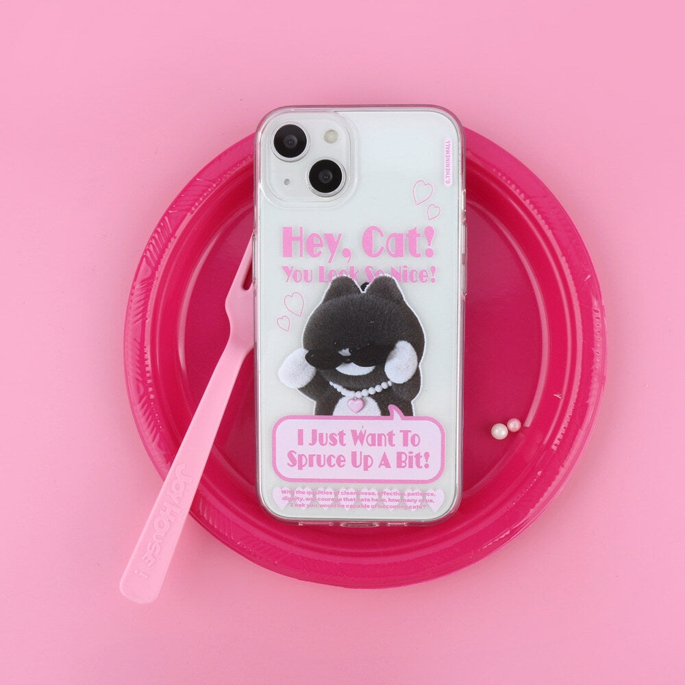 THE NINE MALL - heart pendant hey cat 透明軟殼