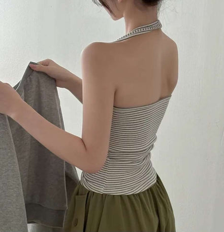 KR STRIPE SLEEVELESS & OVERSIZED SWEATSHIRT SET (3 COLORS)
