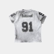 Bad Blood - 91 Crack Print V-Neck T-Shirt (White)