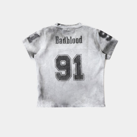 Bad Blood - 91 Crack Print V-Neck T-Shirt (White)