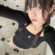 muahmuah - LOGO STITCH BOLERO LONG SLEEVE (BLACK)