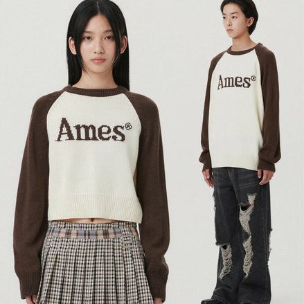 [UNISEX] AMES - BASIC RAGLAN PULLOVER KNIT (BROWN)