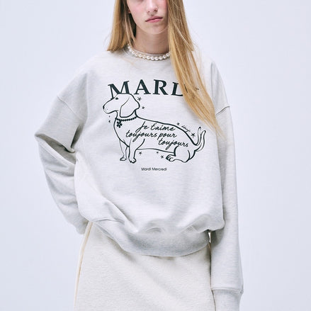 MARDI MERCREDI -SWEATSHIRT SWING THE TAIL DDANJI FLOWER CHOKER (OATMEAL BLACK)