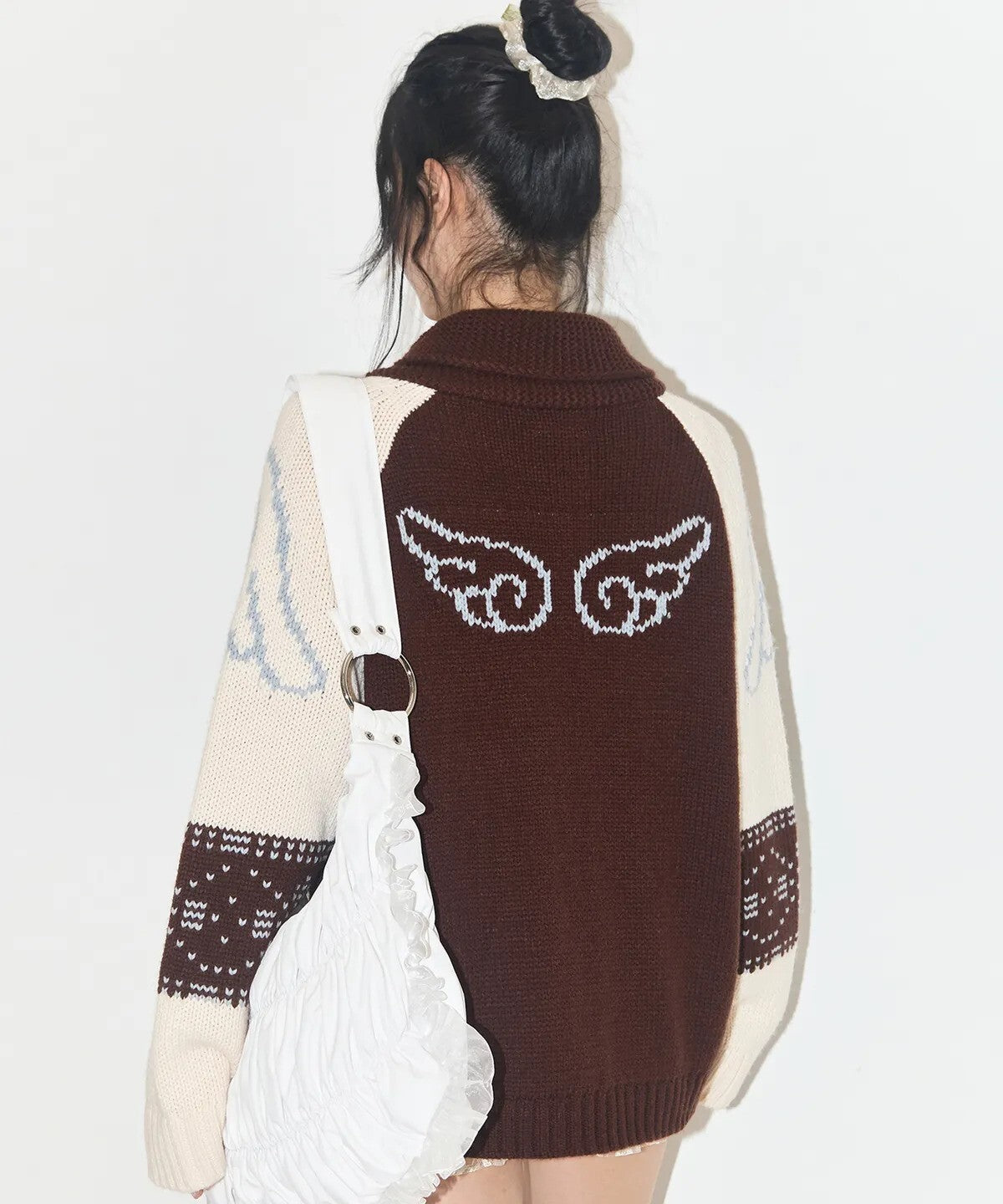 Angel Ring Cowichan Knit Zipup (Brown)