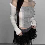 (現貨) KR TWO TONE LACE TOP (3 COLORS)