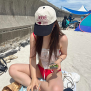 AEAE  WEB LOGO 5 PANNEL BALL CAP - [ECRU/BLACK]