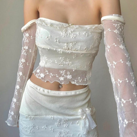 TH FLOWER RIBBON LACE SKIRT