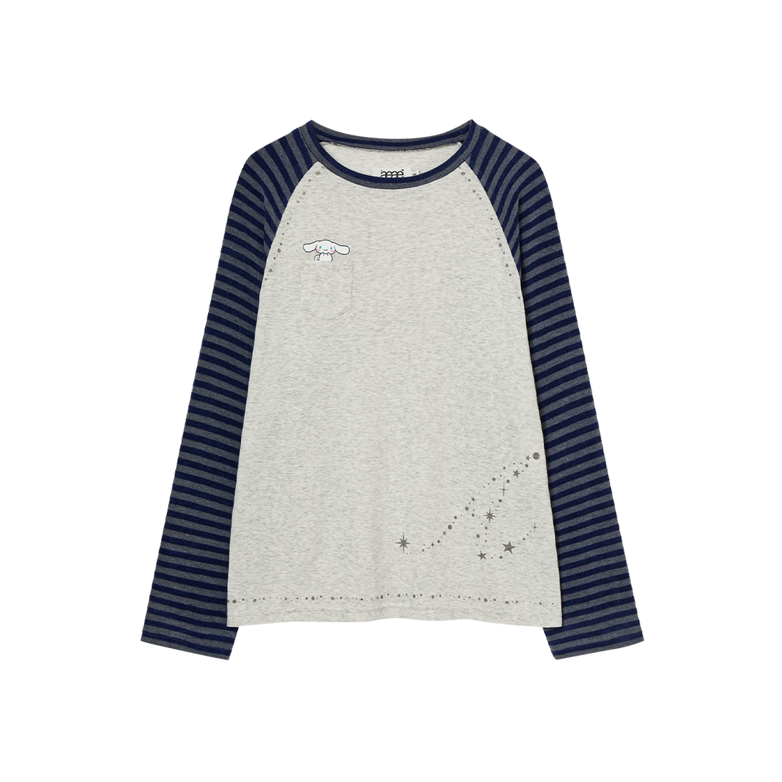 aeae x cinnamoroll - Stripe Knit Sleeve Tee (LIGHT GREY)