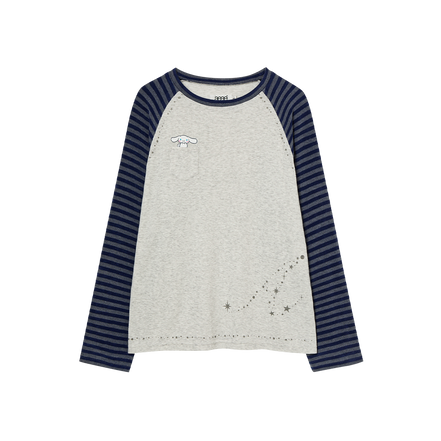 aeae x cinnamoroll - Stripe Knit Sleeve Tee (LIGHT GREY)