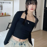 muahmuah - LOGO STITCH BOLERO LONG SLEEVE (BLACK)