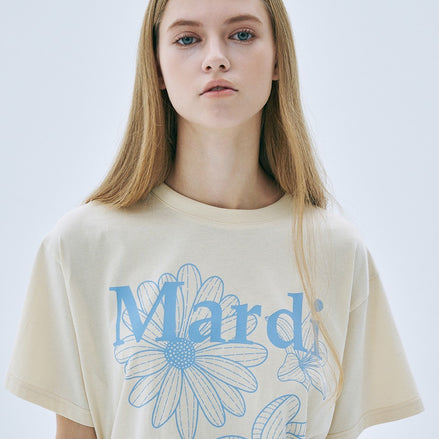 MARDI MERCREDI - SLIM TSHIRT TRIPLE FLOWER (BUTTER ASHBLUE)