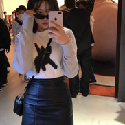 AEAE - FLASHED CATS EYE CROP T-SHIRTS [WHITE]