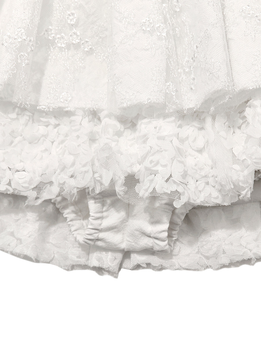 (現貨) glowny - girlfriend lace ruffle mini skirt (WHITE)