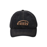EMIS - WASHED DENIM BALL CAP-GRAY/BLACK