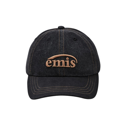 EMIS - WASHED DENIM BALL CAP-GRAY/BLACK