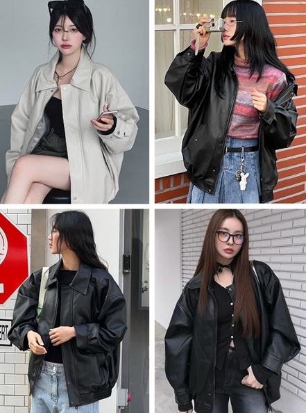 [限時優惠] lady volume - leather overfit jacket