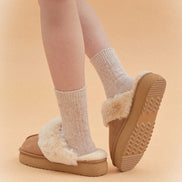 SHOOPEN - SUEDE FLEECE 2WAY PLATFORM SANDAL (5 COLORS)