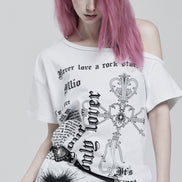 illio - LOVER ONE SHOULDER T-SHIRTS (WHITE)