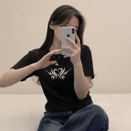 現貨 KR Y2K FIRE HEART CROP TEE 3 COLORS