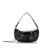 MATIN KIM - HALF SHIRRING RIBBON ROUND BAG (BLACK)
