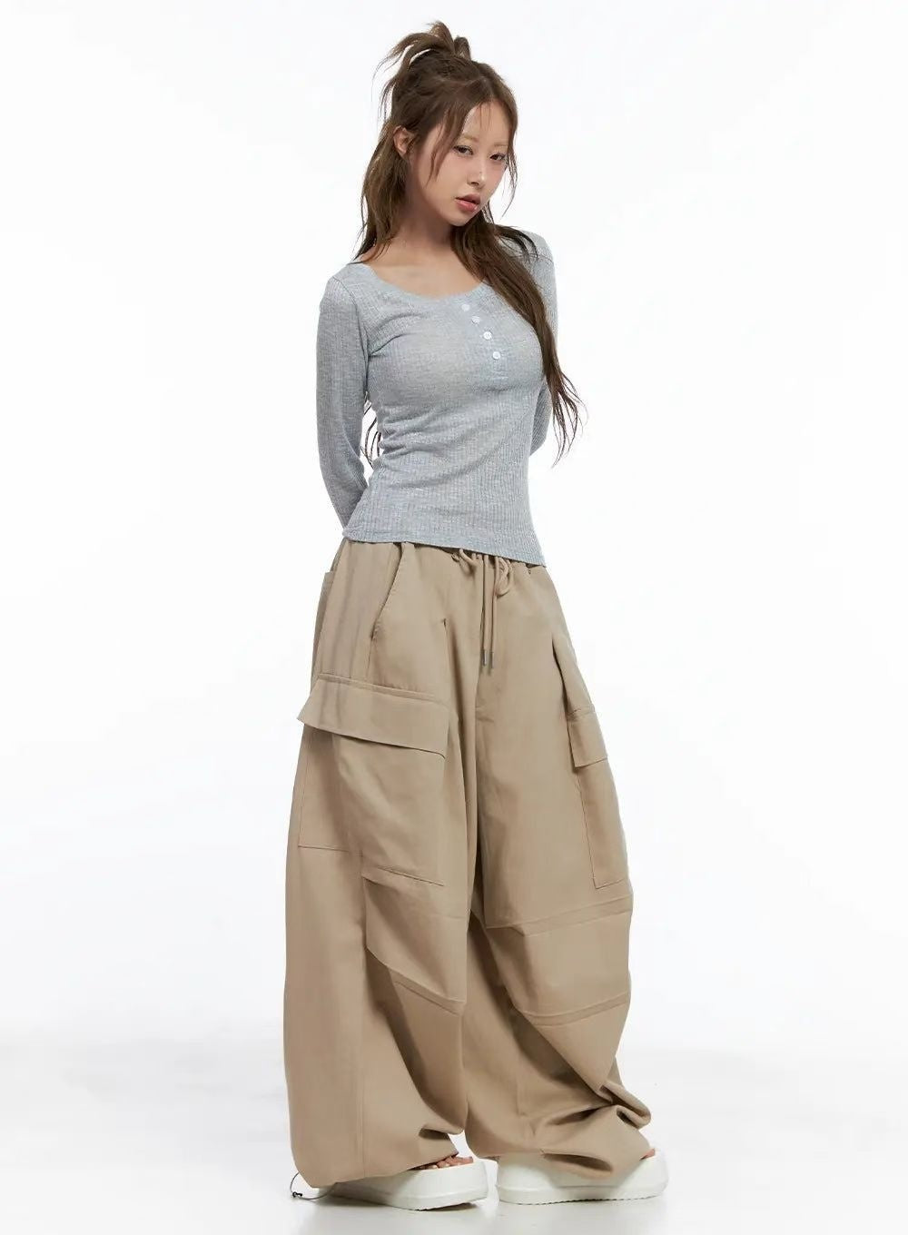 KR BUTTON ROUND NECK TOP (4 COLORS)