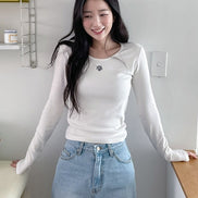 MUAHMUAH - stitch u-neck cotton long sleeve (5 COLORS)