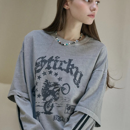 CPGN STUDIO - Willy Layered Pigment Long Sleeve (Ghost Grey)
