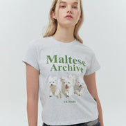 WAIKEI - Maltese archive half sleeve tshirt (MELANGE WHITE)