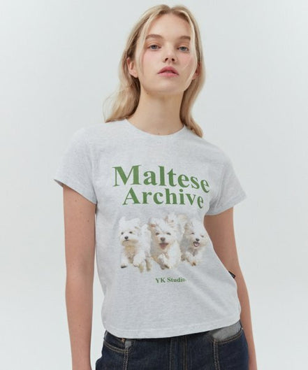 WAIKEI - Maltese archive half sleeve tshirt (MELANGE WHITE)