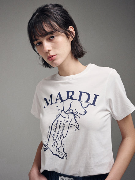 MARDI MERCREDI - SLIM TSHIRT SWING THE TAIL DDANJI (IVORY NAVY)