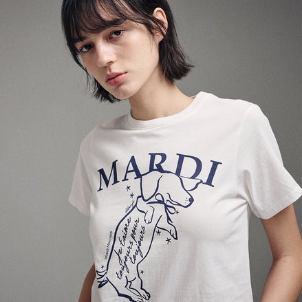 MARDI MERCREDI - SLIM TSHIRT SWING THE TAIL DDANJI (IVORY NAVY)