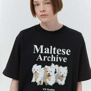 WAIKEI - Maltese archive half sleeve tshirt BLACK overfit