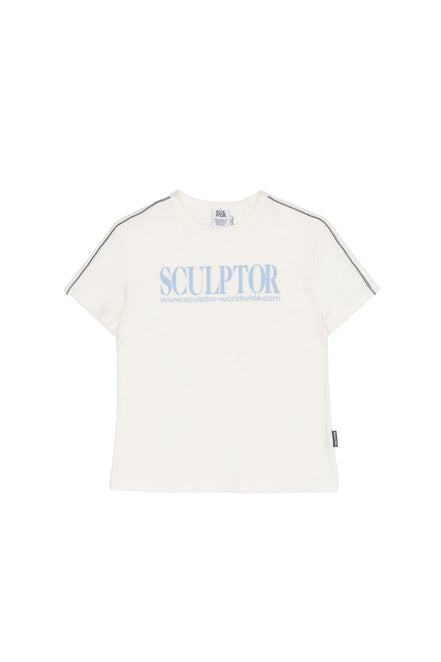 (現貨) SCULPTOR - Classic Logo Piping Crop Top (White)