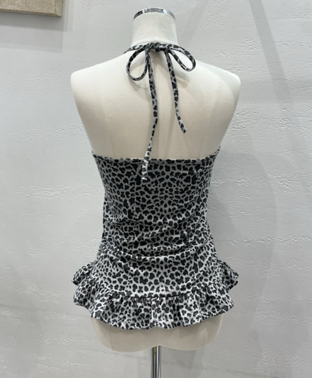 KR LEOPARD RUFFLE TOP (2 COLORS)
