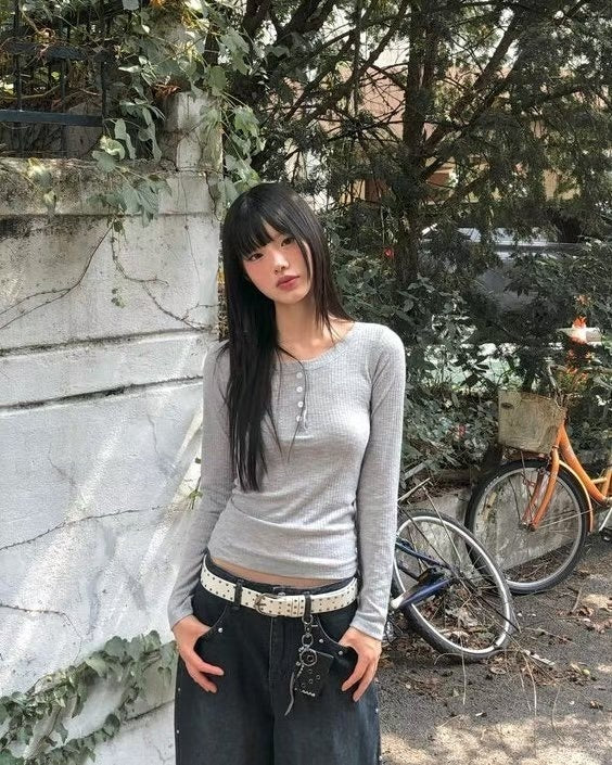 KR BUTTON ROUND NECK TOP (4 COLORS)