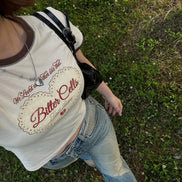 bittercells - julie lace ringer tee (cream)