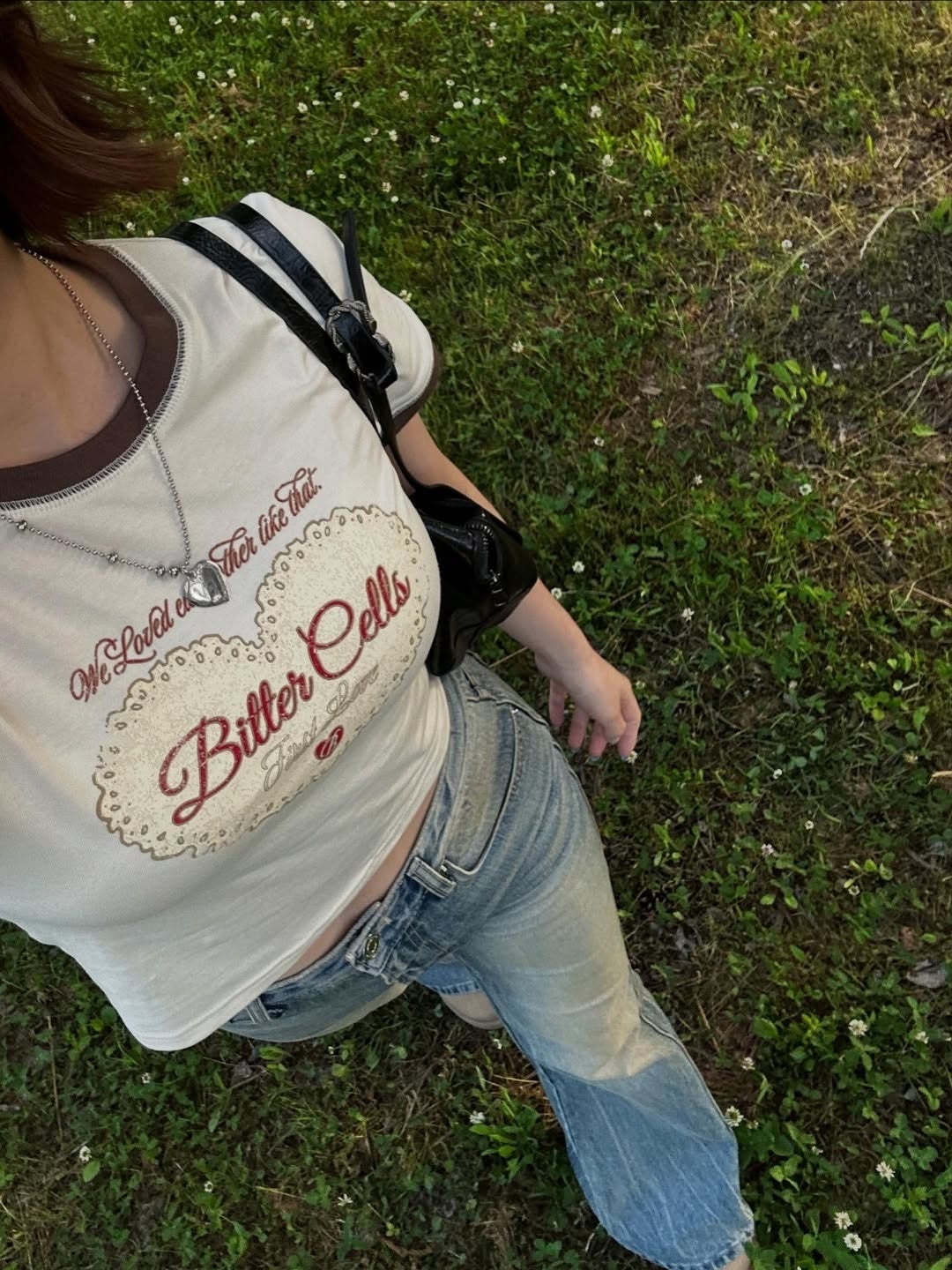 bittercells - julie lace ringer tee (cream)