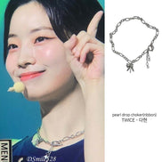 OFUSE - pearl drop choker (ribbon)