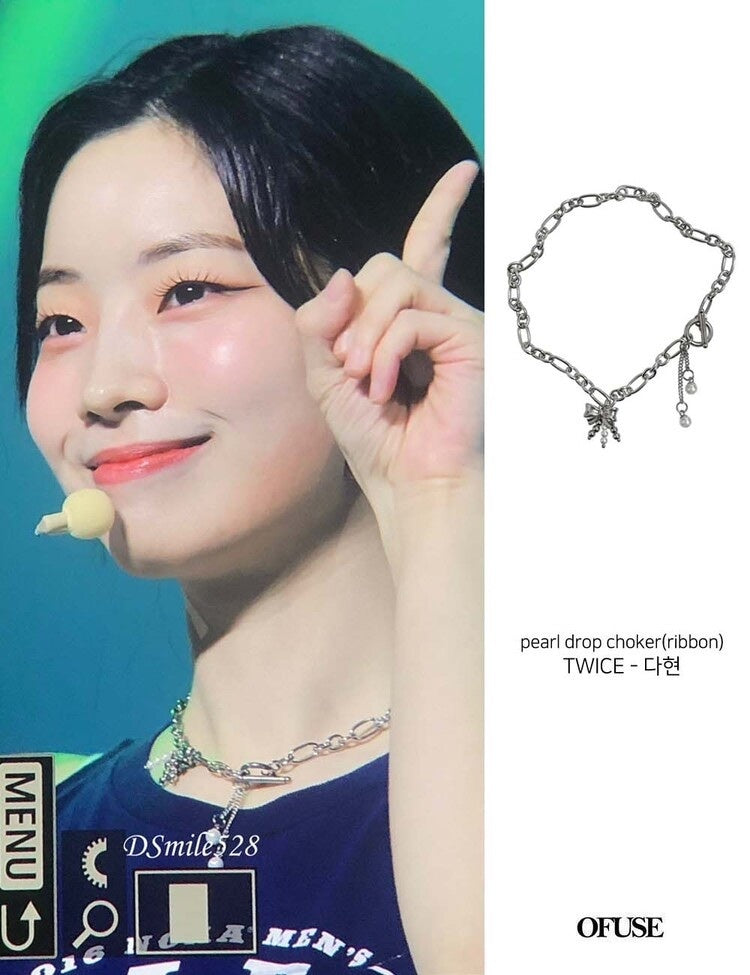 OFUSE - pearl drop choker (ribbon)