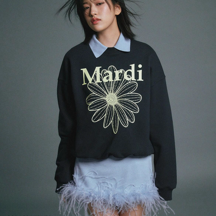 MARDI MERCREDI -  SWEATSHIRT FLOWERMARDI (NAVY LEMON)