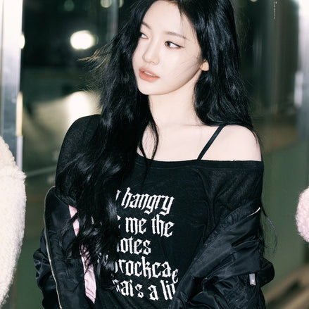 [NINGNING同款] Rock Cake - Funk Mesh Top (BLACK)