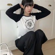 muahmuah - STITCH LOGO RAGLAN LONG SLEEVE (BLACK)