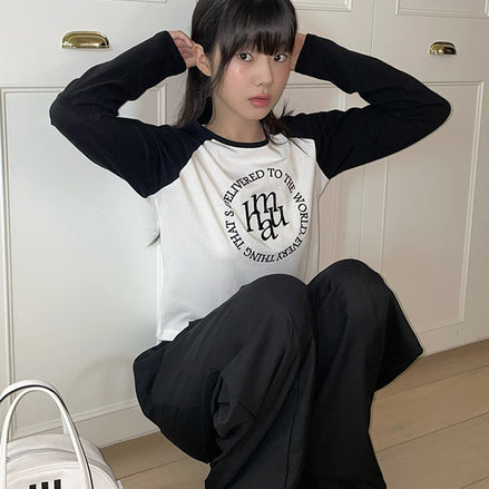 muahmuah - STITCH LOGO RAGLAN LONG SLEEVE (BLACK)