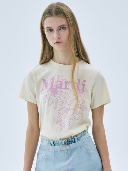 MARDI MERCREDI - SLIM TSHIRT TRIPLE FLOWER (BUTTER PINKLAVENDER)